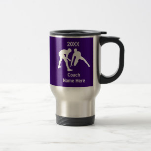 Purple, White Wrestling Coach Appreciation Gifts Travel Mug