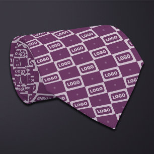 Purple (Wide Rectangle) Logo Chequerboard Tie