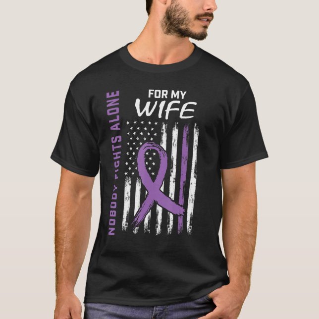 Purple Wife Lupus Awareness USA Flag Products Clot T-Shirt (Front)