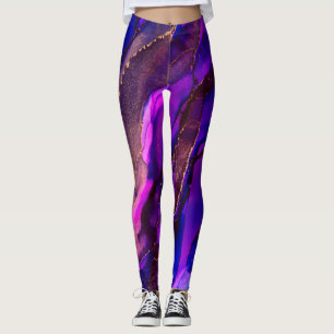 Purple Wild Alcohol Ink Painting Leggings