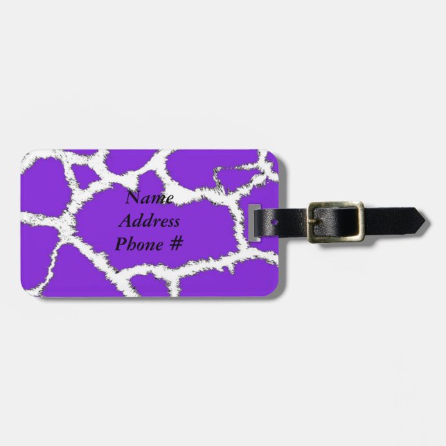 Purple Wild Animal Fur Pattern Luggage Tag (Front Horizontal)