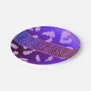 Purple Wild Animal Fur Pattern Paper Plate