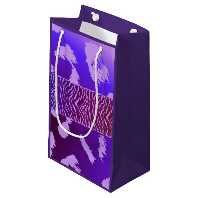 Purple Wild Animal Pattern Small Gift Bag (Front Angled)