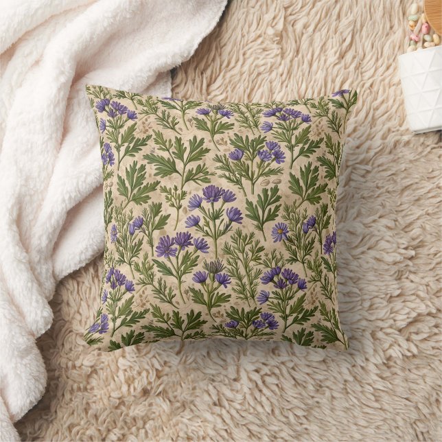 Purple Wild Asters Botanical Cushion (Blanket)