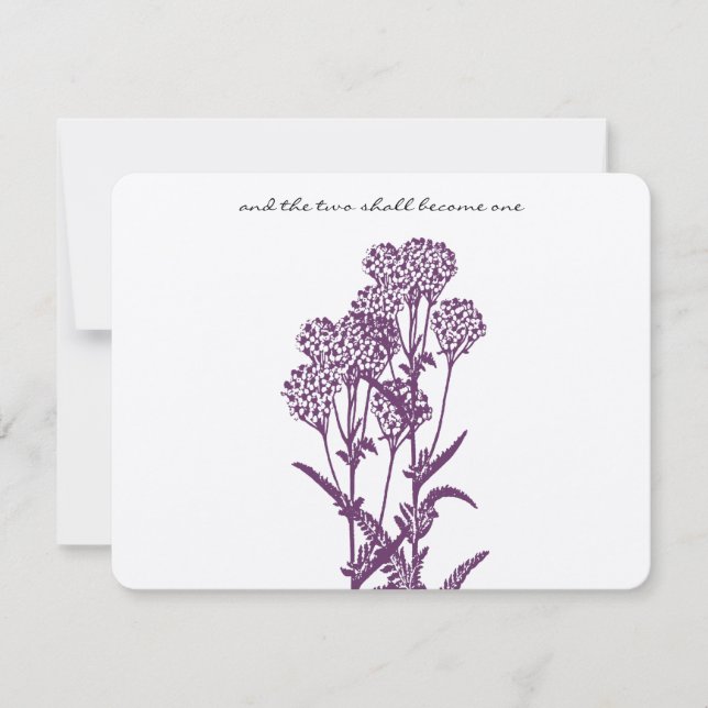 Purple Wild Flower Branch Wedding RSVP Card (Front)