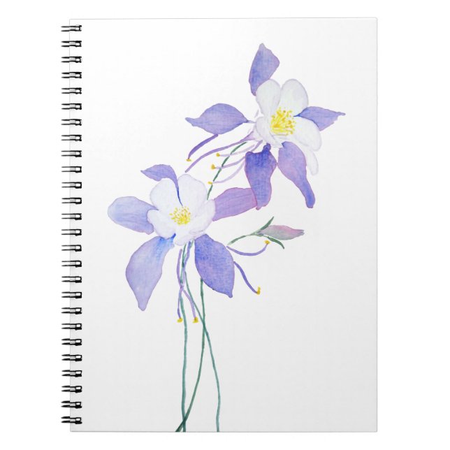 purple wild flower columbine flower watercolor notebook (Front)