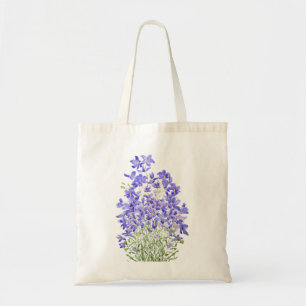 purple wild flower watercolor painting tote bag