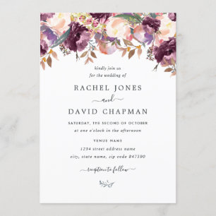 Purple Wild Flower Watercolor Wedding Invitation