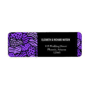 Purple Wild hearts Wedding Address Label