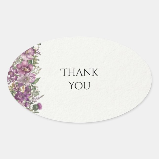 Purple Wild Orchid Corner Wedding Sticker (Front)