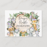 Purple Wild Safari Animals Baby Diaper Raffle