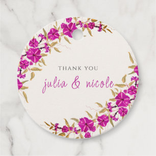 Purple Wild Trumpet Vine Flower Garden Wedding Favour Tags