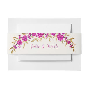 Purple Wild Trumpet Vine Flower Garden Wedding Invitation Belly Band