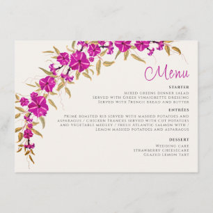Purple Wild Trumpet Vine Flower Garden Wedding Menu