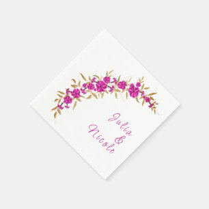 Purple Wild Trumpet Vine Flower Garden Wedding Napkin
