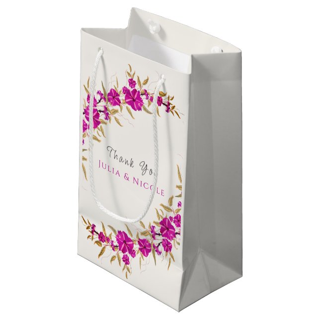 Purple Wild Trumpet Vine Flower Garden Wedding Small Gift Bag (Front Angled)