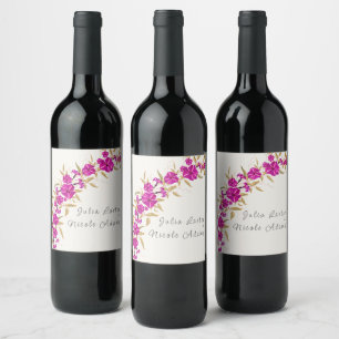 Purple Wild Trumpet Vine Flower Garden Wedding Wine Label
