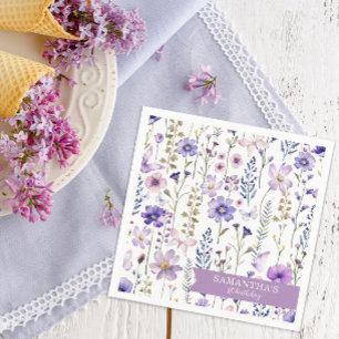 Purple Wildflower 1st Birthday Party Napkins