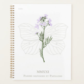 Purple wildflower and brimstone butterfly planner