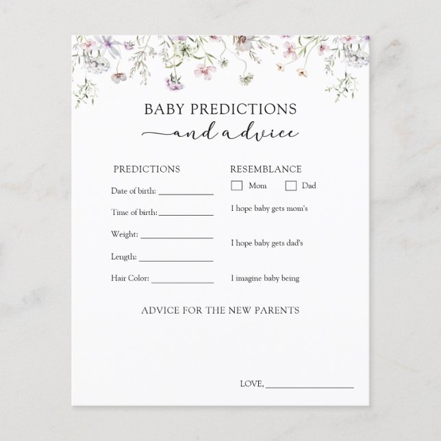 Purple Wildflower Baby Advice and Predictions (Front)