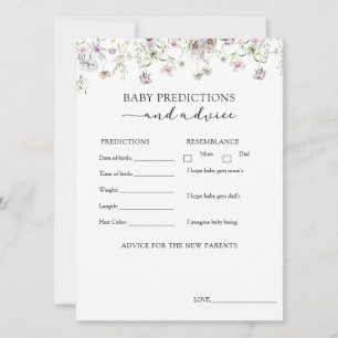 Purple Wildflower Baby Advice and Predictions Invitation