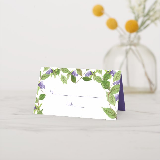 Purple Wildflower Blossoms Leaves Place Cards (Front)