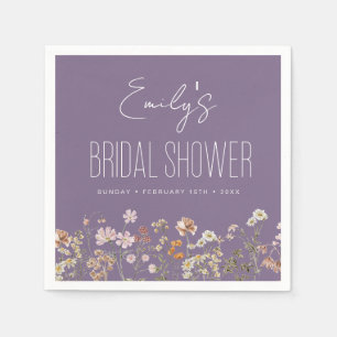 Purple Wildflower Boho Bridal Shower In Bloom Napkin
