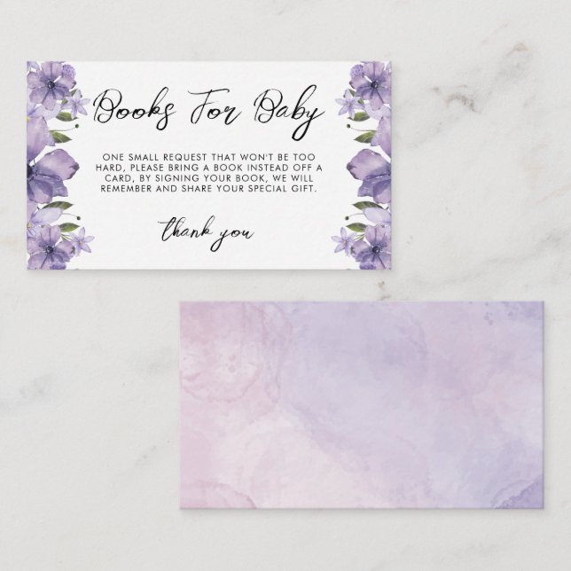 Purple Wildflower Books For Baby Enclosure Card (Front/Back)