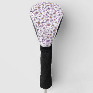 Purple Wildflower Botanical Pattern Design Golf Head Cover