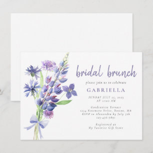 Purple Wildflower Bouquet Bridal Brunch Invitation