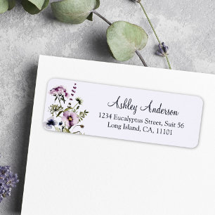 Purple Wildflower Bouquet return address label