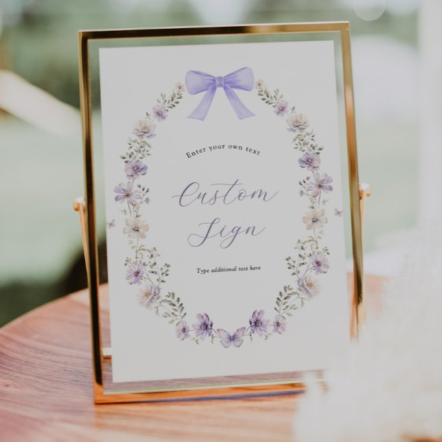 Purple Wildflower Bow Custom Text Sign (Creator Uploaded)