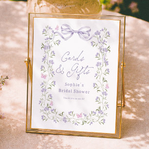 Purple Wildflower Bridal Shower Cards & Gifts Sign