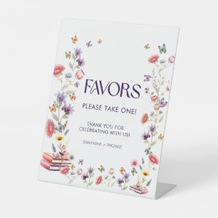 Purple Wildflower Bridal Shower Favour Pedestal Sign