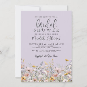 Purple Wildflower Bridal Shower Invitation