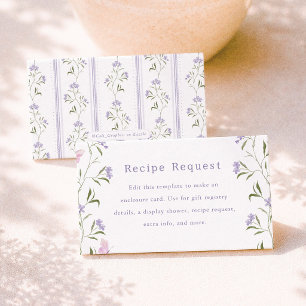Purple Wildflower Bridal Shower Recipe Request Enclosure Card