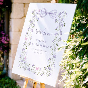 Purple Wildflower Bridal Shower Welcome Poster