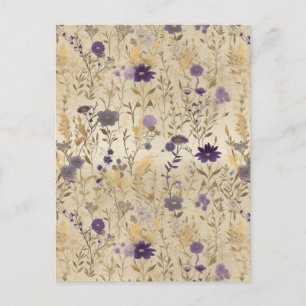 Purple Wildflower Chiyogami Postcard