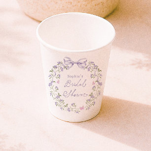 Purple Wildflower Cottagecore Bridal Shower Paper Cups