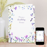 Purple Wildflower Delicate Floral Birthday Card<br><div class="desc">Simple and delicate, this pretty purple wildflower birthday card is decorated inside and out with watercolor wild flowers. You can personalise the front and the message inside. The elegant feminine typography on the front currently reads Happy Birthday Name and you can edit this with either a name or relation (ie...</div>