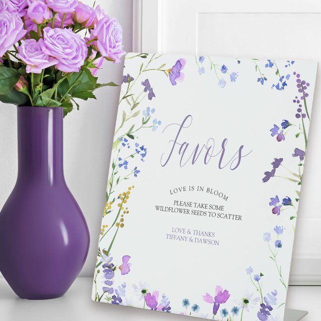 Purple Wildflower Favours Table Pedestal Sign (Favors Table Sign from my Purple Wildflower Collection. )