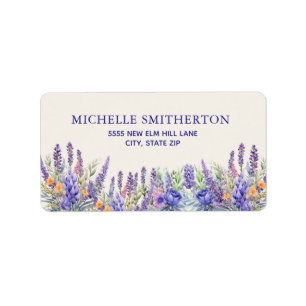 Purple Wildflower Floral Elegant Botanical Label