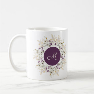Purple Wildflower Floral Monogram Coffee Mug