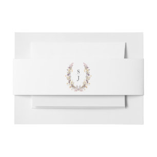 Purple Wildflower Floral Wedding  Invitation Belly Band