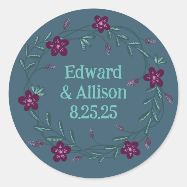 Purple Wildflower Garden Blooms Floral  Classic Round Sticker (Front)