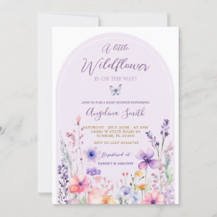 Purple Wildflower Garden Floral Baby Shower Invitation