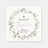  Purple Wildflower Girl Baptism Paper Napkin