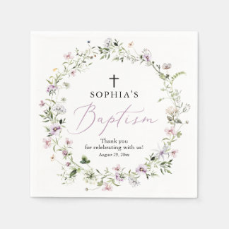  Purple Wildflower Girl Baptism Paper Napkin
