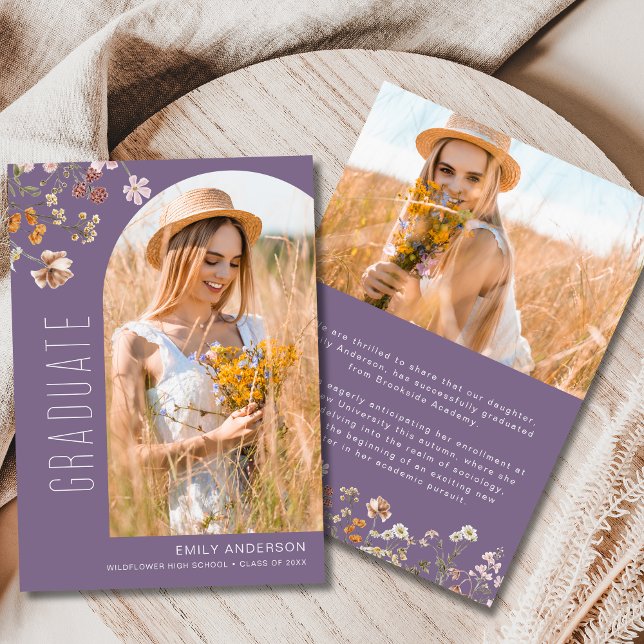 Purple Wildflower Graduation Photo Announcement (Creator Uploaded)