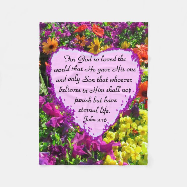 PURPLE WILDFLOWER JOHN 3:16 FLEECE BLANKET (Front)